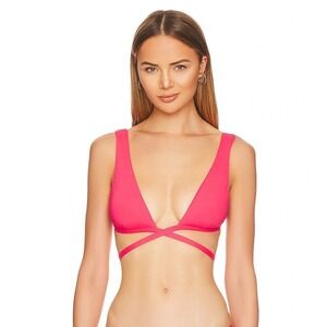 L*SPACE Hot Cherry Red Avery Wrap‎ Bikini Top XL Extra Large NWT